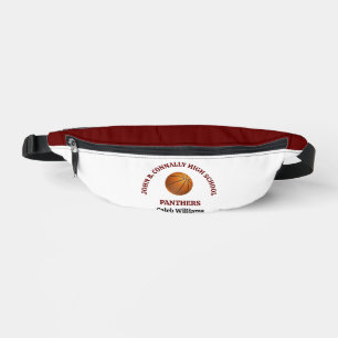 Maroon High School Basketball Player Personalised Bum Bags