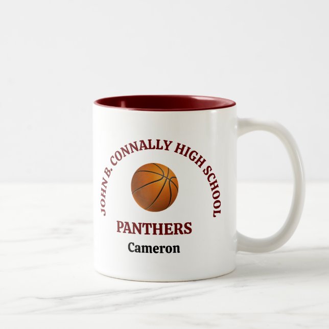 Maroon High School Basketball Player Personalised Two-Tone Coffee Mug (Right)