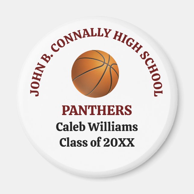 Maroon High School Basketball Team Custom Magnet (Front)