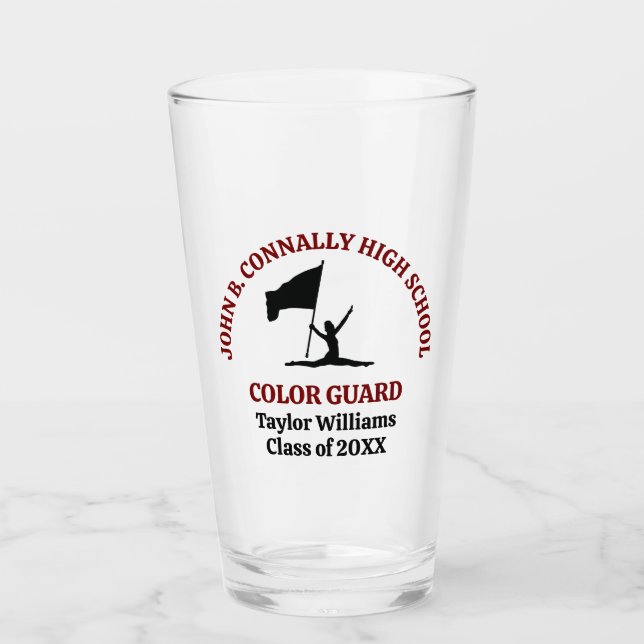 Maroon High School Colour Guard Personalised Glass (Front)
