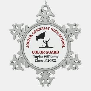 Maroon High School Colour Guard Personalised Snowflake Pewter Christmas Ornament