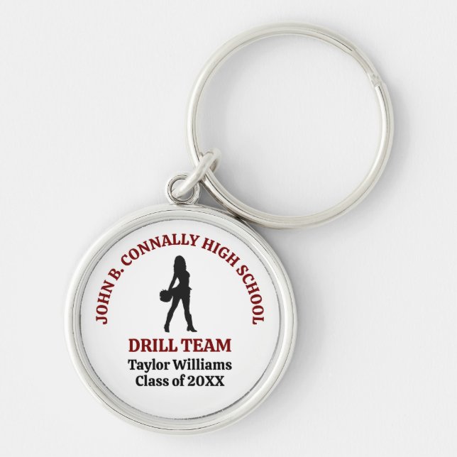 Maroon High School Drill Team Dancer Personalised Key Ring (Front)