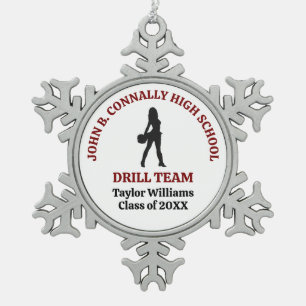 Maroon High School Drill Team Dancer Personalised Snowflake Pewter Christmas Ornament