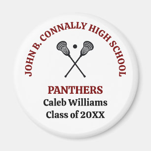 Maroon High School Lacrosse Team Personalised Magnet