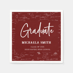 Maroon High School Math Graduate Party Napkin