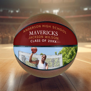 Maroon High School Player Photo Personalised Basketball