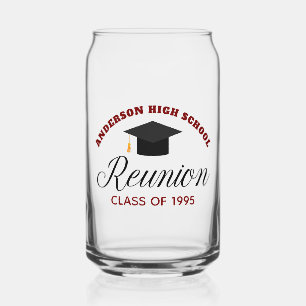 Maroon High School Reunion Party Custom Alumni Can Glass