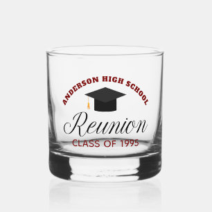 Maroon High School Reunion Party Custom Alumni Whiskey Glass