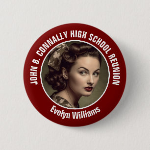 Maroon High School Reunion Yearbook Photo 6 Cm Round Badge