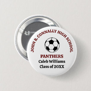 Maroon High School Soccer Team Personalised 6 Cm Round Badge