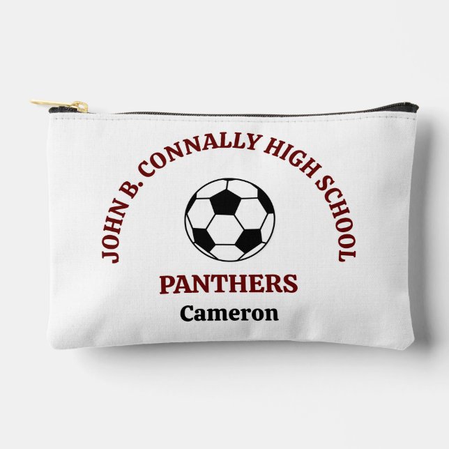 Maroon High School Soccer Team Personalised Accessory Pouch (Front)
