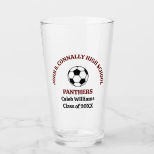 Maroon High School Soccer Team Personalised Glass