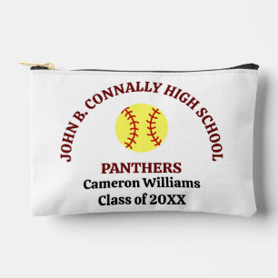 Maroon High School Softball Player Personalised Accessory Pouch