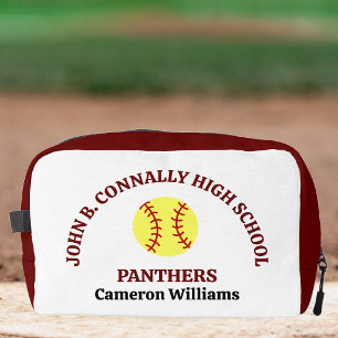 Maroon High School Softball Player Personalised Dopp Kit