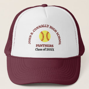 Maroon High School Softball Player Personalised Trucker Hat