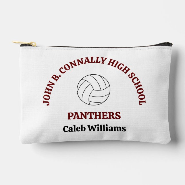 Maroon High School Volleyball Player Personalised Accessory Pouch (Front)