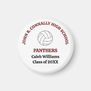 Maroon High School Volleyball Player Personalised Magnet