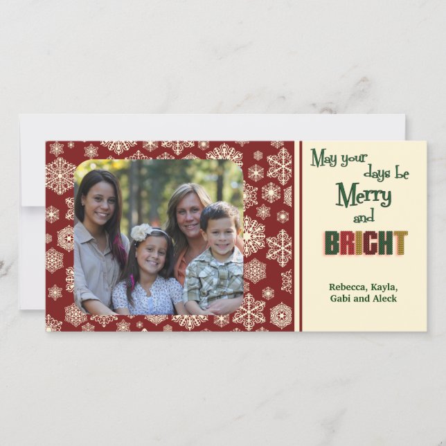 Maroon Holiday Snowflakes Card (Front)