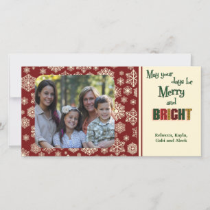 Maroon Holiday Snowflakes Card