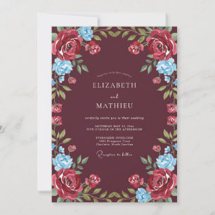 Maroon Imperial Winter Wedding Invitation