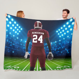 Maroon Jersey Personalised Football Player Fleece Blanket