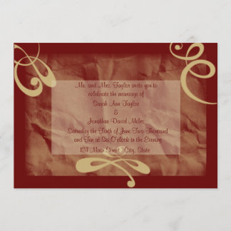 Maroon/Khaki Textured Wedding Invitation