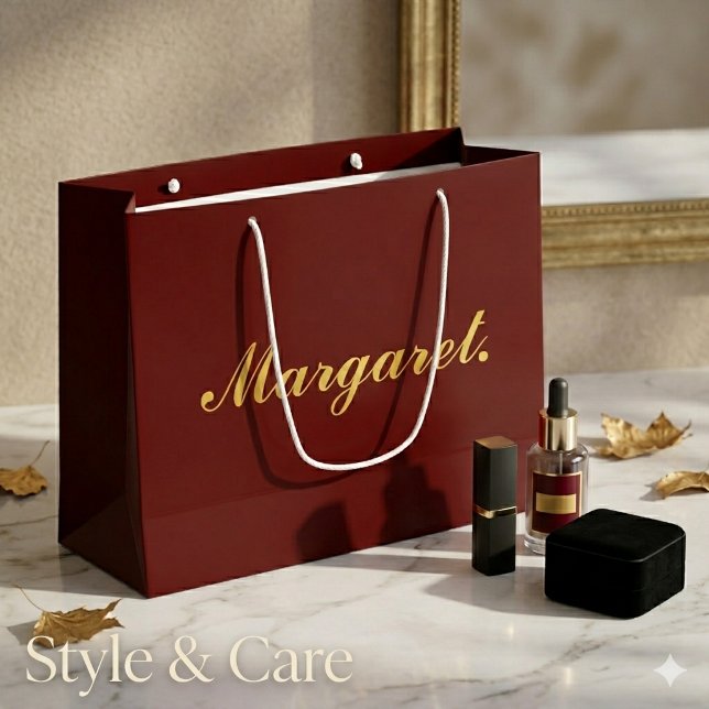 Maroon Large Personalised Gift Bag with Name (Maroon Large Personalized Gift Bag with Name)