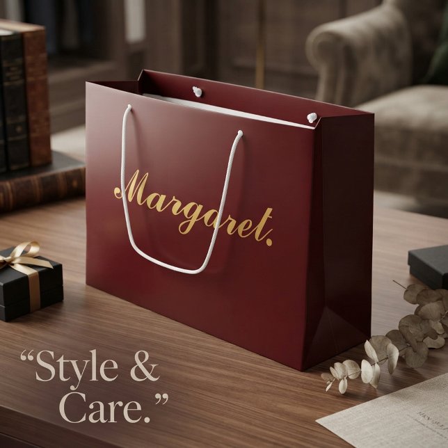 Maroon Large Personalised Gift Bag with Name (Maroon Large Personalized Gift Bag with Name)