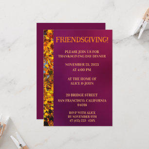 Maroon Leaves Thanksgiving Friends Giving Invitation