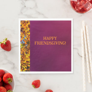 Maroon Leaves Thanksgiving Friendsgiving Napkin