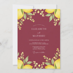Maroon Lemon Eucalyptus Wedding Invitation