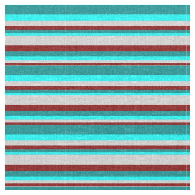 Maroon, Light Grey, Cyan & Dark Cyan Coloured Fabric (Close Up)
