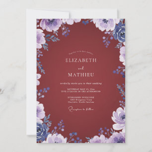 Maroon Lilac Wildflower Wedding Invitation