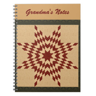 Maroon Lone Star Quilt Design Notebook