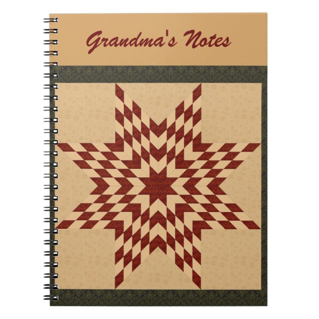 Maroon Lone Star Quilt Design Notebook (Front)