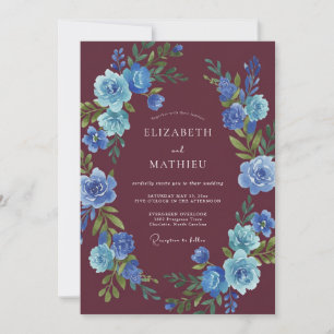 Maroon Lush Winter Wedding Invitation