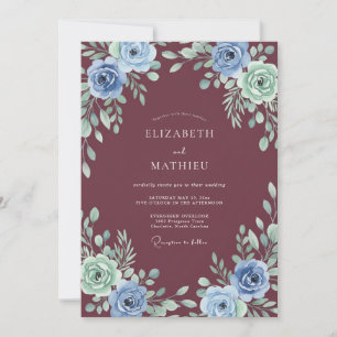 Maroon Majestic Winter Wedding Invitation