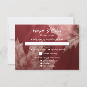 maroon maple leaves accent 3 meal choices RSVP card