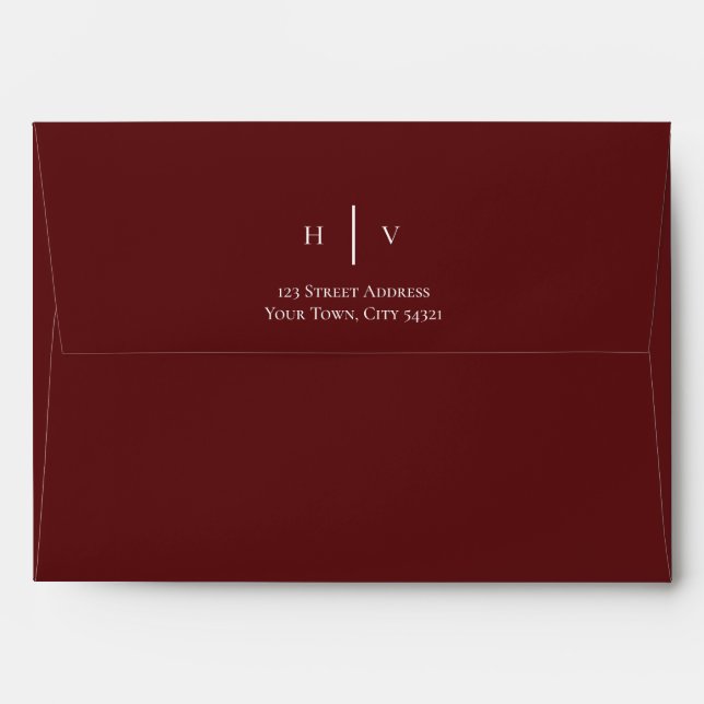 Maroon maple leaves wedding envelope (Back (Top Flap))