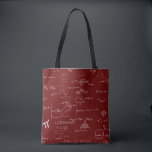 Maroon Math Teacher Mathematics Equations Algebra Tote Bag<br><div class="desc">Great tote bag for math students and math teachers. The background is maroon and the math equations and graphics are made in white so it looks like chalk. Illustrated and designed by Patricia Alvarez.</div>