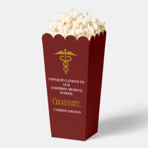 Maroon Medical School Graduation Party Popcorn Favour Box