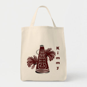Maroon Megaphone Cheerleader Canvas Tote Bag