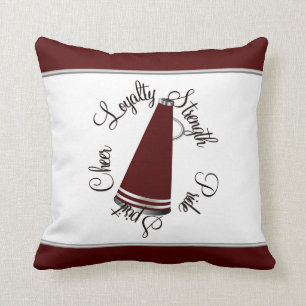 Maroon Megaphone Cheerleader Creed Pillow