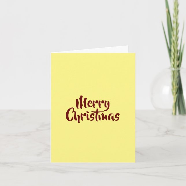 Maroon Merry Christmas on yellow Thank You Card (Front)