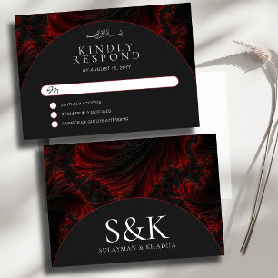 Maroon Minimal Elegant B&W Muslim Islamic Wedding RSVP Card