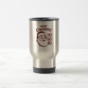 Maroon Monochrome Modern Merry Christmas Travel Mug