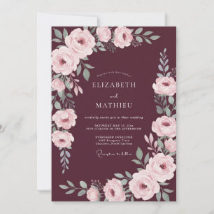 Maroon Moody Winter Wedding Invitation