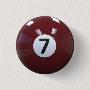Maroon No. 7 Billiard Pool Ball 3 Cm Round Badge