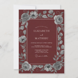 Maroon Noble Winter Wedding Invitation