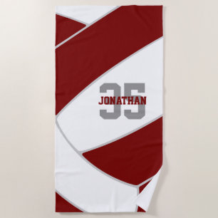 maroon or ANY team colours personalised volleyball Beach Towel